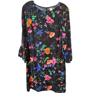 Old Navy Ladies Floral Print Shirt Dress Bell Sleeves
